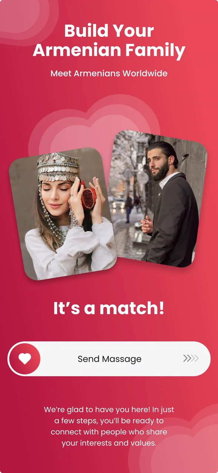 Écran de match Jerm Dating — rencontrer des Arméniens du monde entier