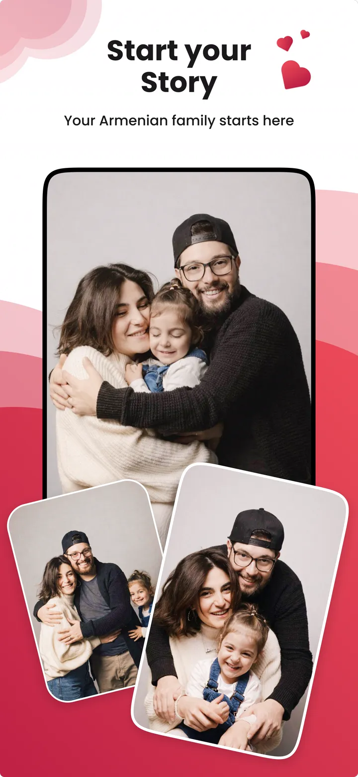 Écran Jerm Dating sur la création d'une famille arménienne, avec des photos de famille
